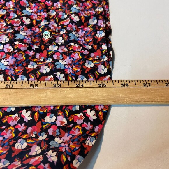 Liberty London J Crew Women 4 Floral Button Up Shirt Long Sleeve Casual Navy Top - Picture 9 of 10